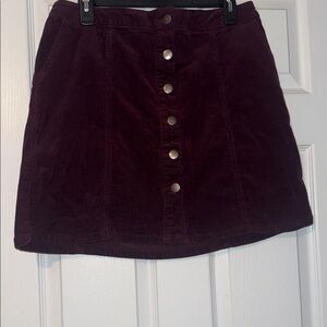 Maurices Deep Burgundy Mini Skirt with Gold Buttons